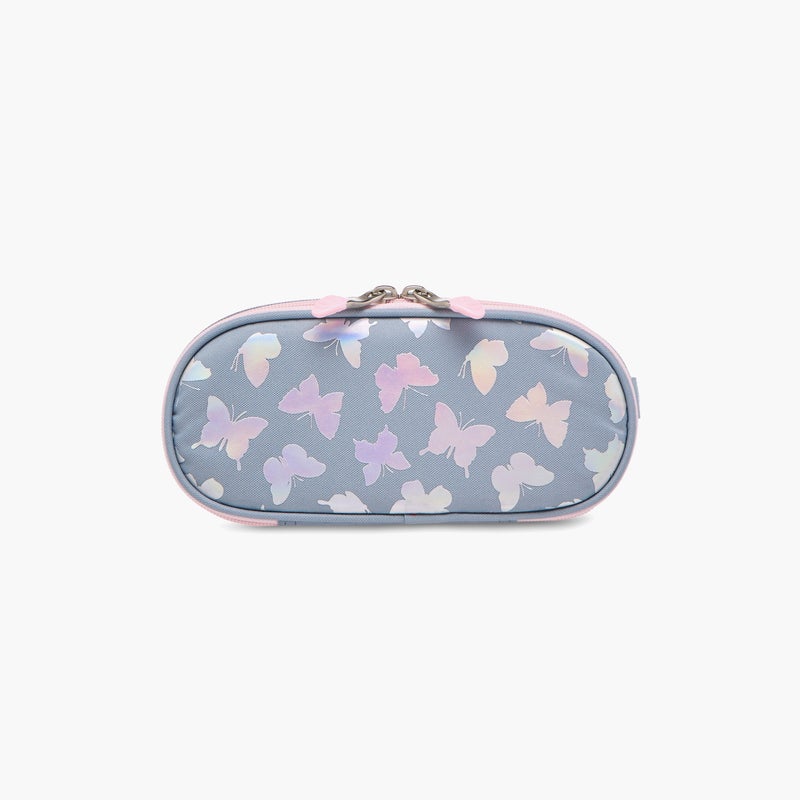 St.Right Pencil Case-Silver Butterflies-1 Cmprt-Girls (Polyester) Grey \ 23X10X5 - Image 1